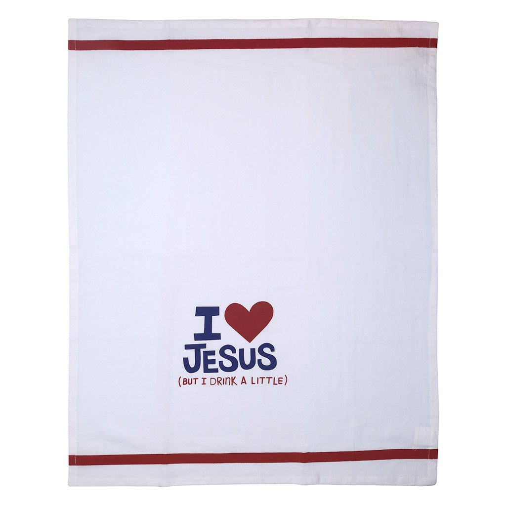 I Love Jesus (but I drink a little) Tea Towel