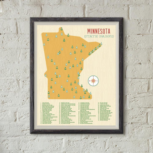 Minnesota State Parks Map Art Print