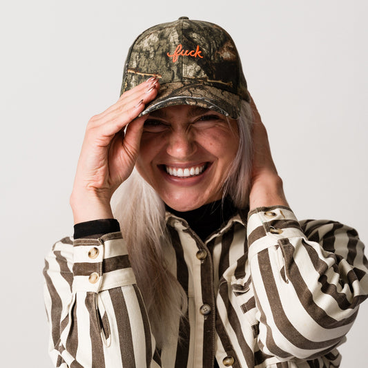 Camo Fuck Script Baseball Hat
