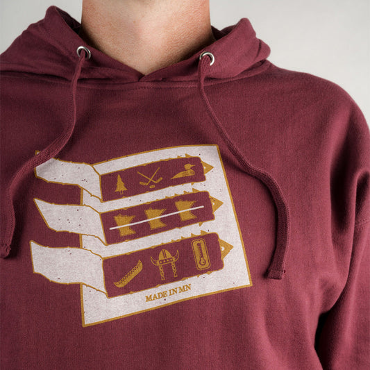 Minnesota Pull Tab Hoodie- Maroon