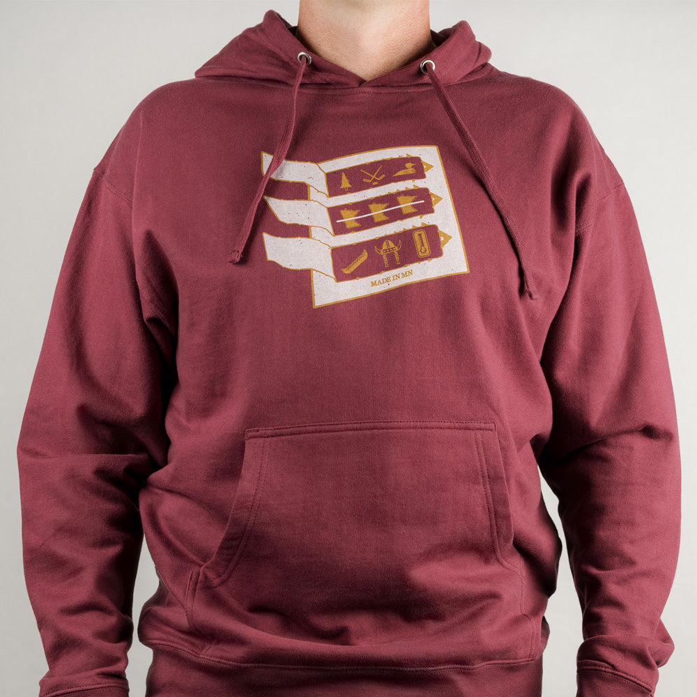 Minnesota Pull Tab Hoodie- Maroon