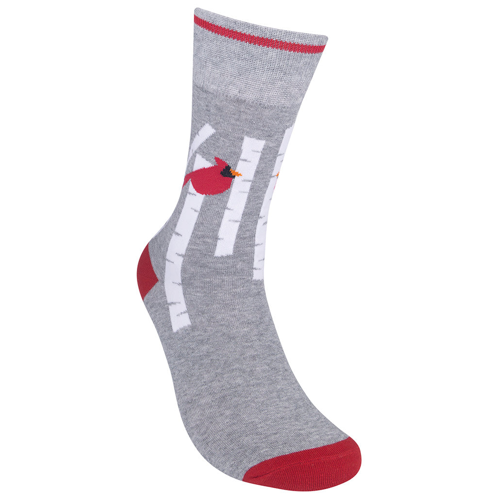 Birch and Cardinal Socks