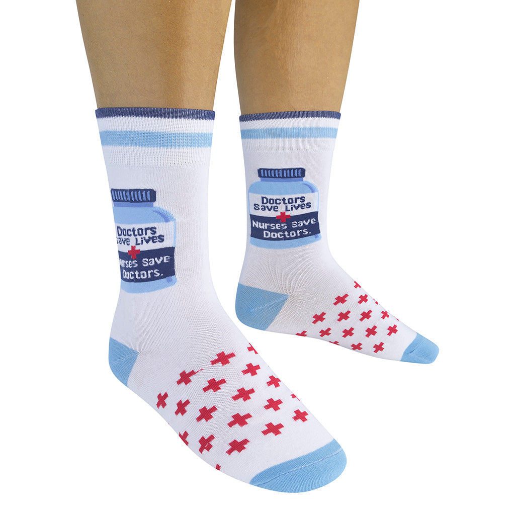 Doctors Save Lives, Nurses Save Doctors Socks