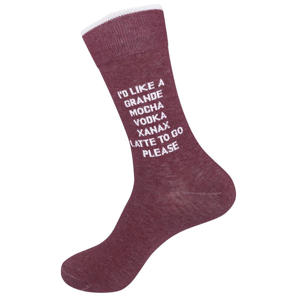 I'd Like A Grande Mocha Vodka Xanax Latte To Go Please Socks