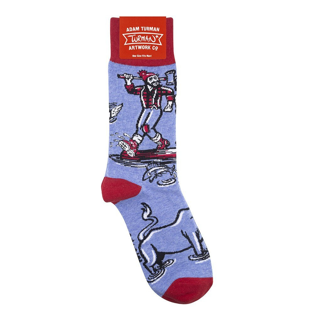 Adam Turman "Paul, Babe & Lucette" Log Rolling Socks