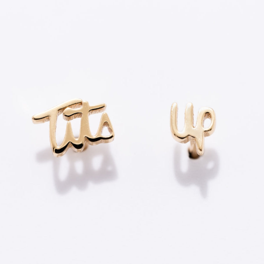 Tits Up Script Studs