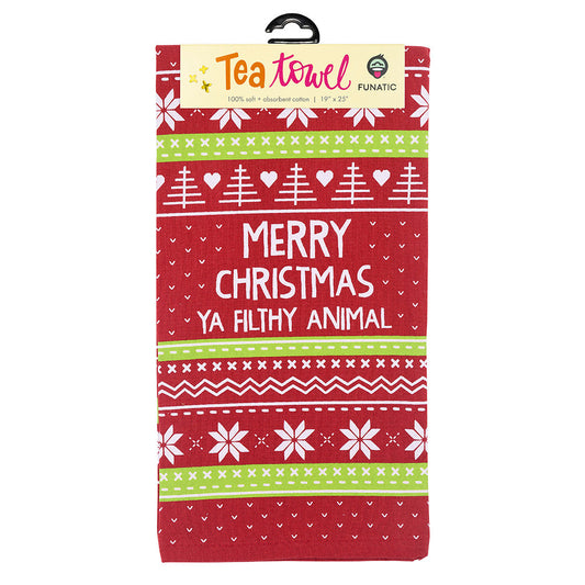 Merry Christmas Ya Filthy Animal Tea Towel
