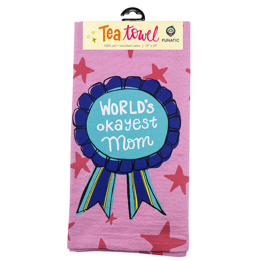 World's Okayest Mom Tea Towel