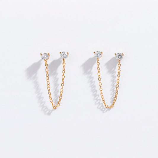 Double CZ Chain Studs
