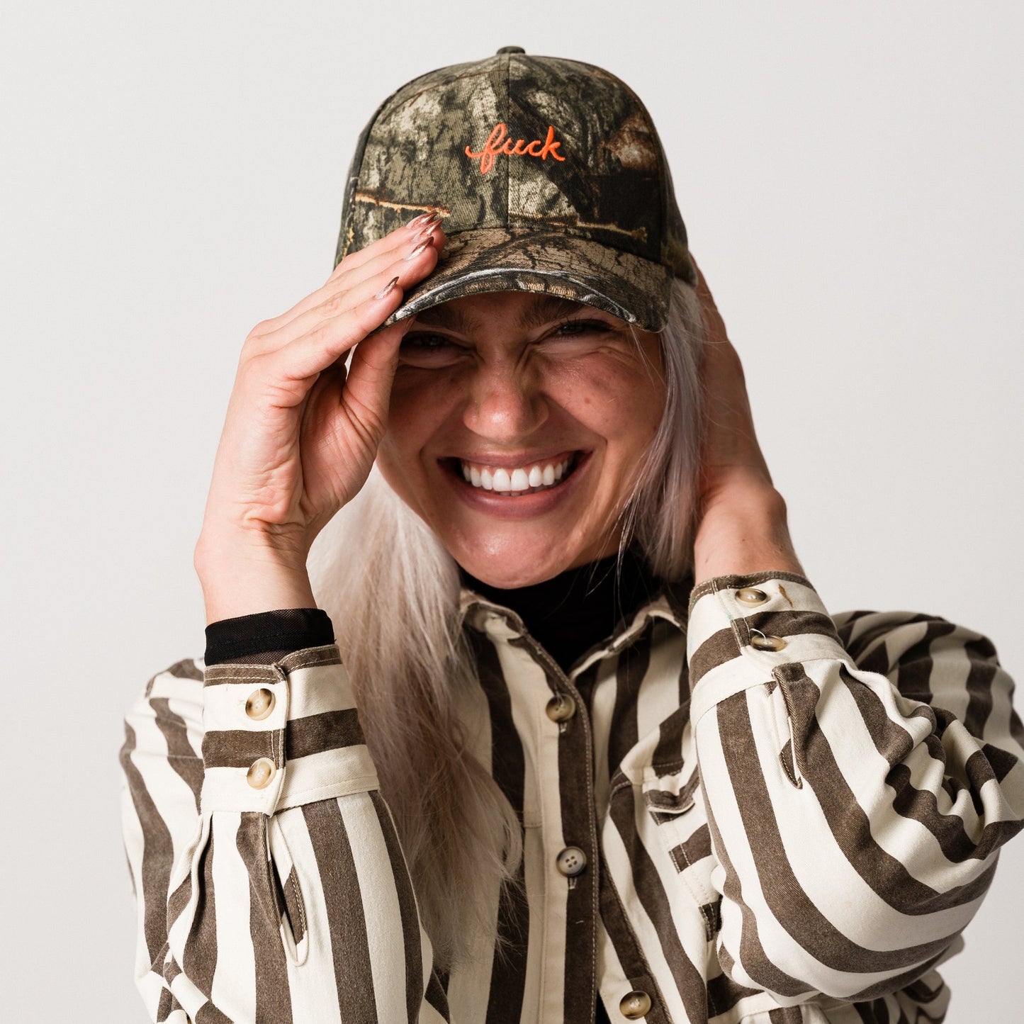 Camo Fuck Script Baseball Hat