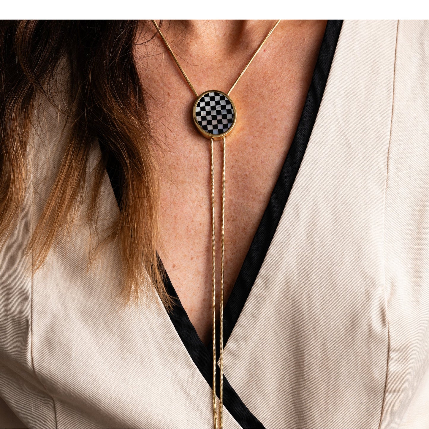 Checkered Bolo Necklace