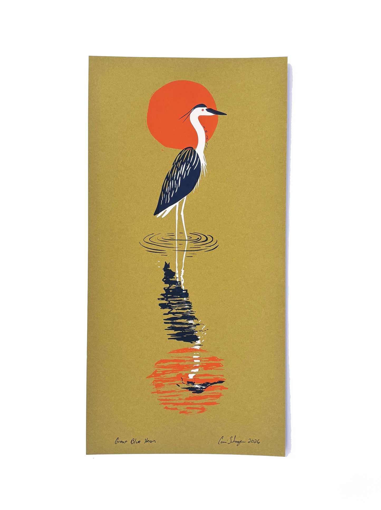 Great Blue Heron | 8x16 Silk Screen Print