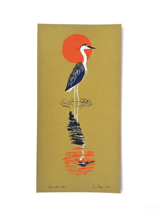 Great Blue Heron | 8x16 Silk Screen Print