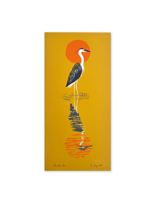 Great Blue Heron | 8x16 Silk Screen Print