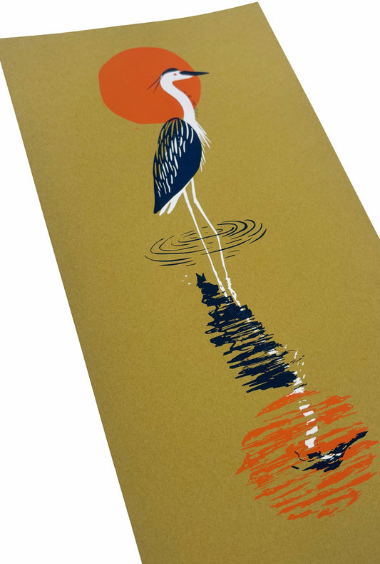 Great Blue Heron | 8x16 Silk Screen Print