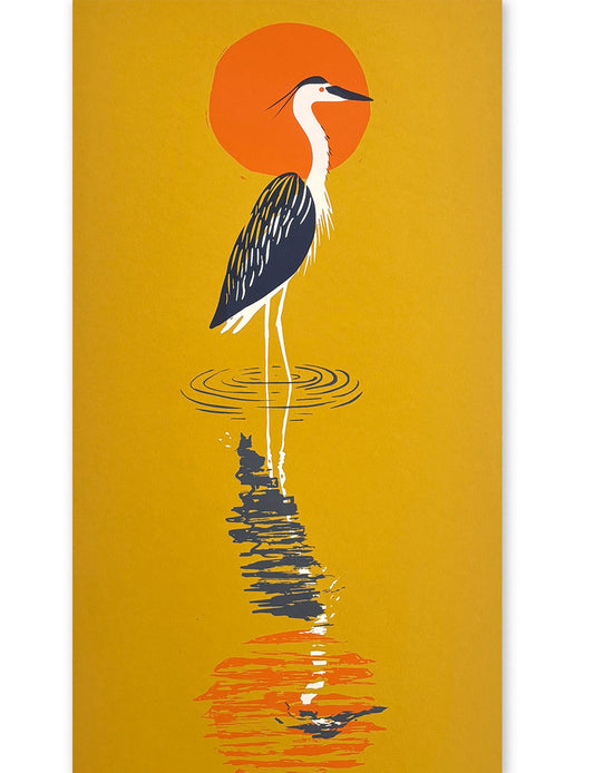 Great Blue Heron | 8x16 Silk Screen Print