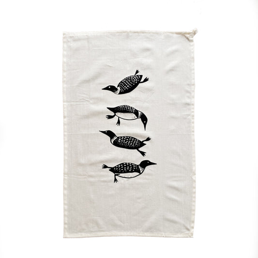 Swimming Loon Tea towel and Swedish Dishcloth Combo