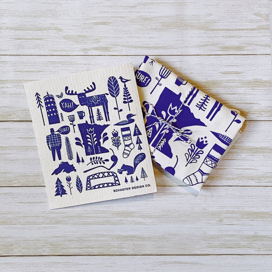 Yah! Sure! Minnesota Tea Towel and Swedish Dishcloth combo