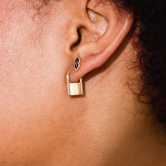 Padlock Huggie Hoops