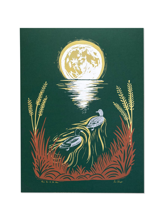 Race You To The Moon | Glow-In-The-Dark 18"x 24" Silk Screen Print