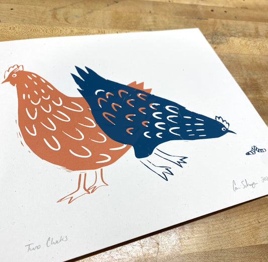 Two Clucks | 8"x10" Silk Screen Print