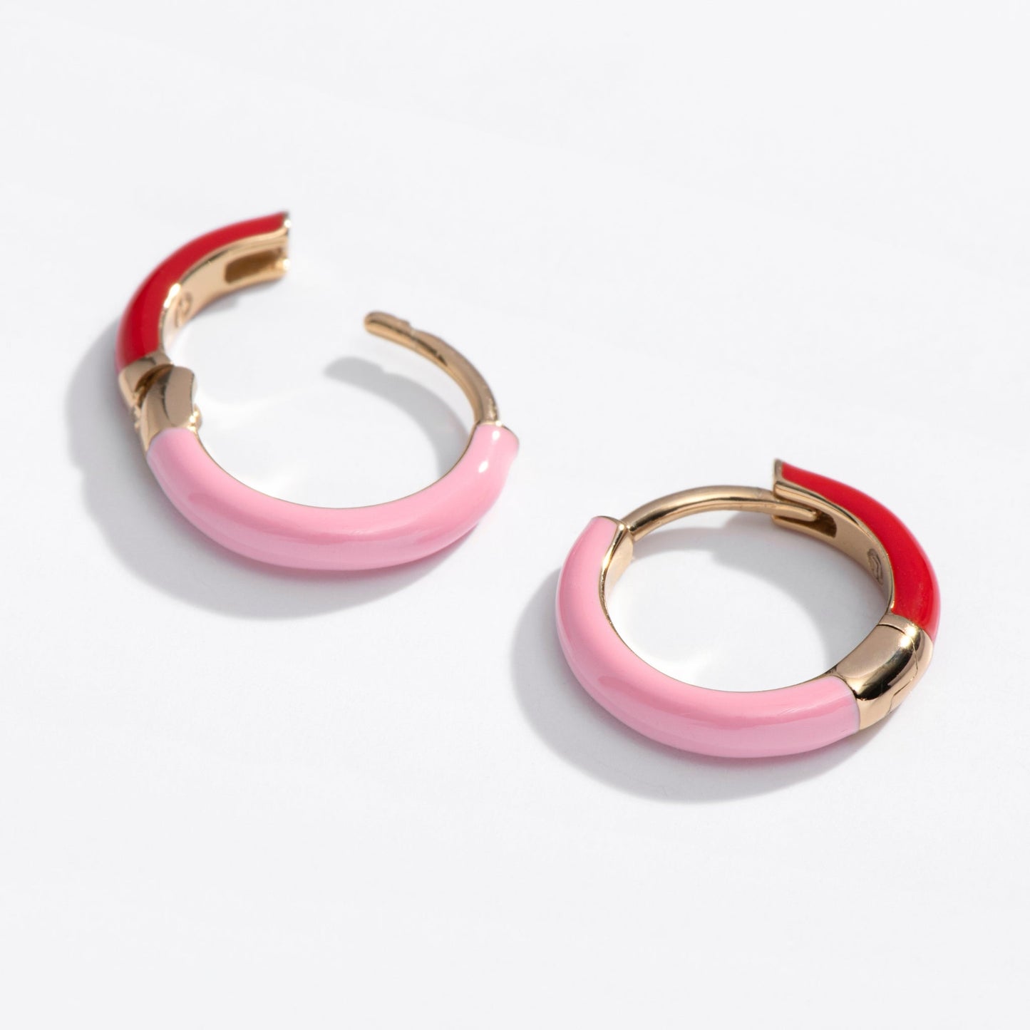 Two Tone Enamel Huggie Hoops