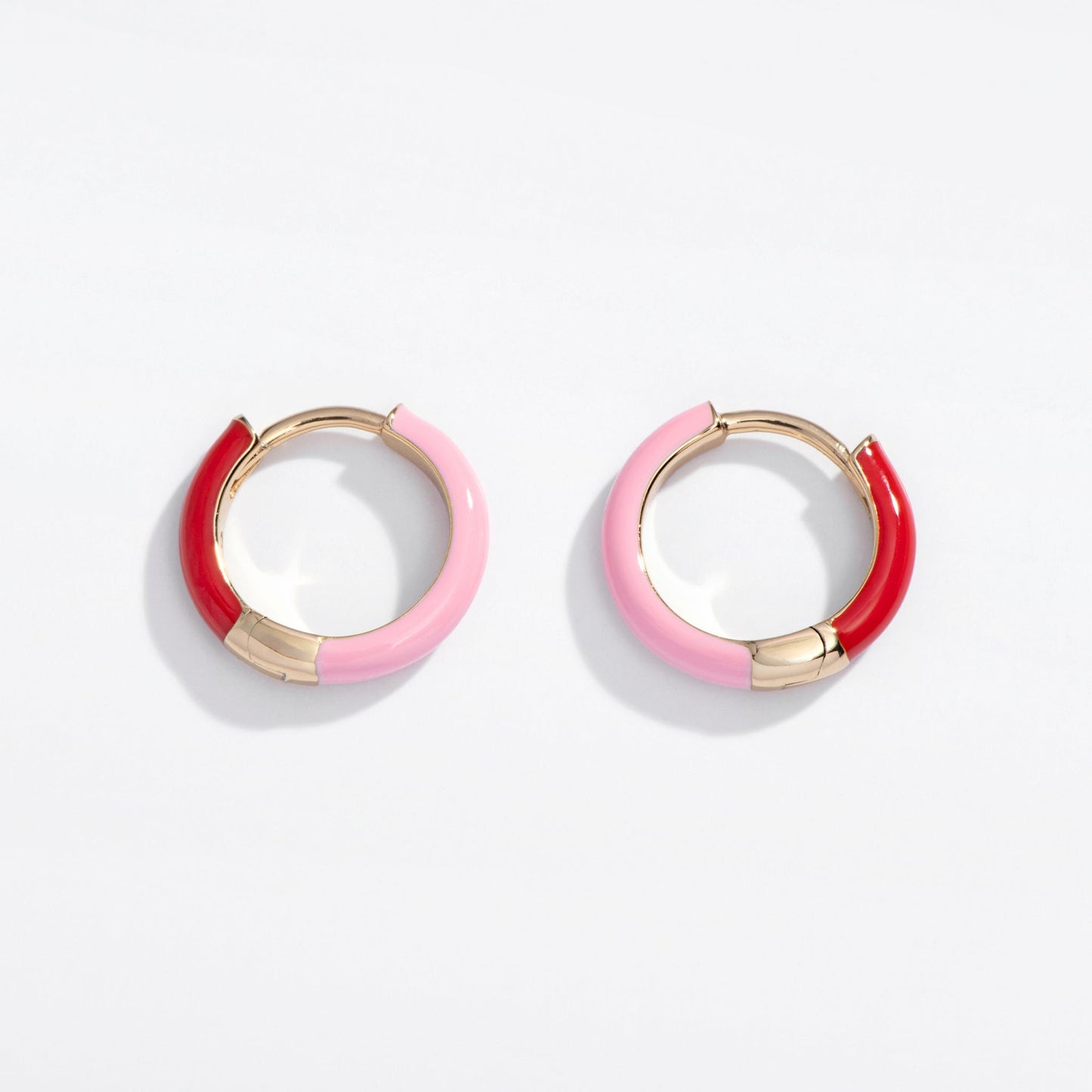 Two Tone Enamel Huggie Hoops