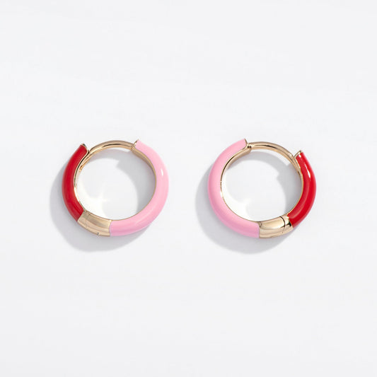 Two Tone Enamel Huggie Hoops
