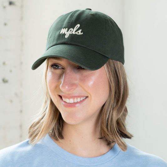 MPLS (Minneapolis) Script Hat- Dark Green