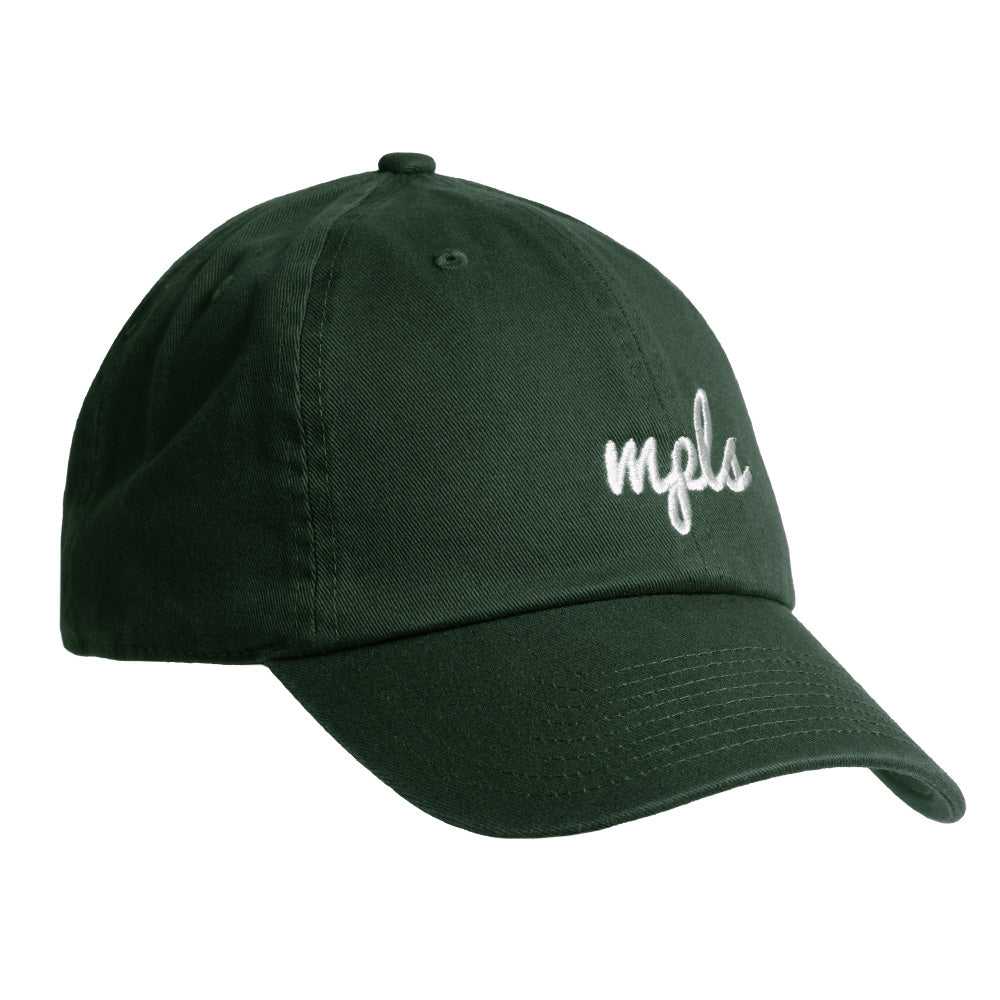 MPLS (Minneapolis) Script Hat- Dark Green