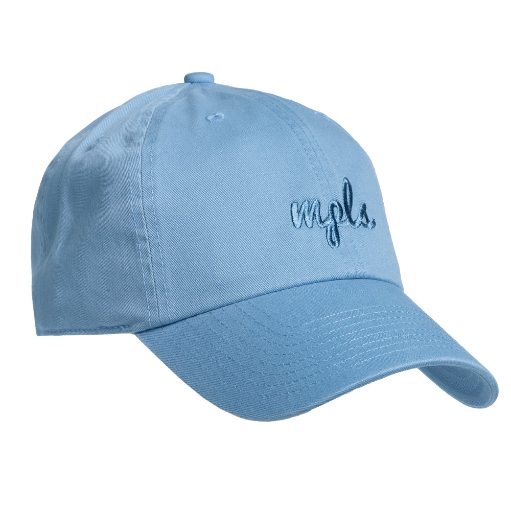 MPLS (Minneapolis) Script Hat- Light Blue