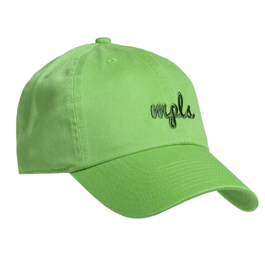 MPLS (Minneapolis) Script Hat- Lime Green