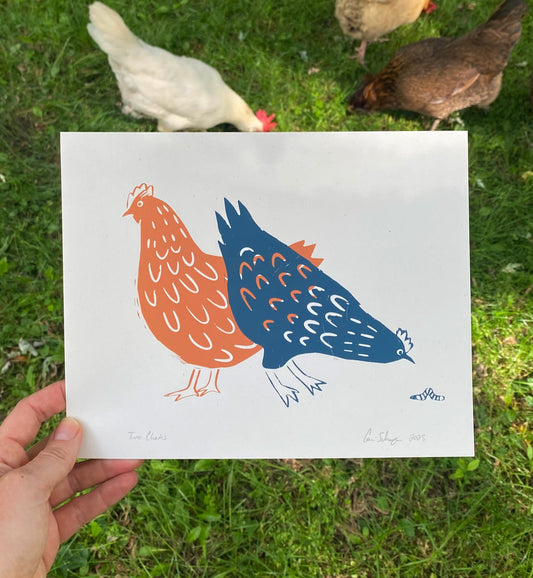 Two Clucks | 8"x10" Silk Screen Print